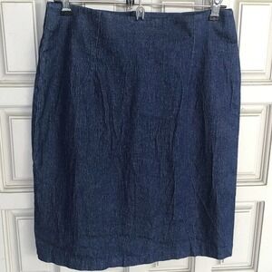 KC Spencer Skirt Sz10P Denim Blue Knee Length Zip Back Pre-Owned